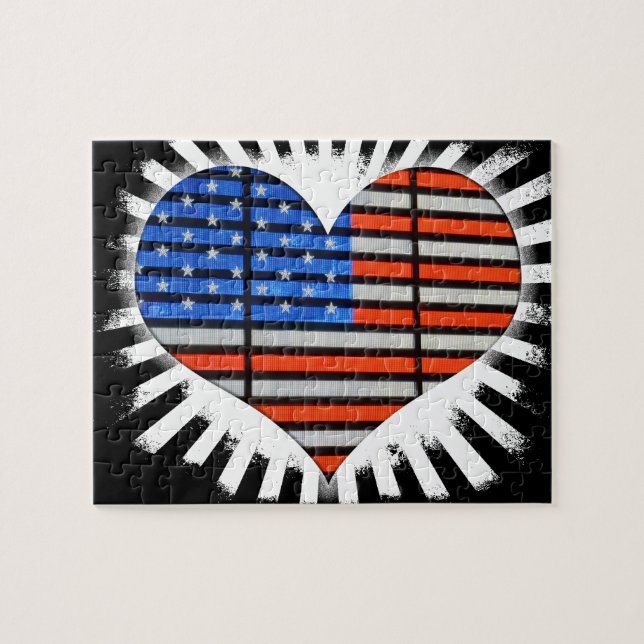 Patriot Heart American Flagga Pussel (Horisontell)