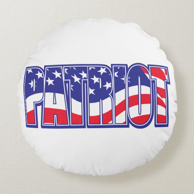 Patriot i USA flagga Rund Kudde (Framsidan)