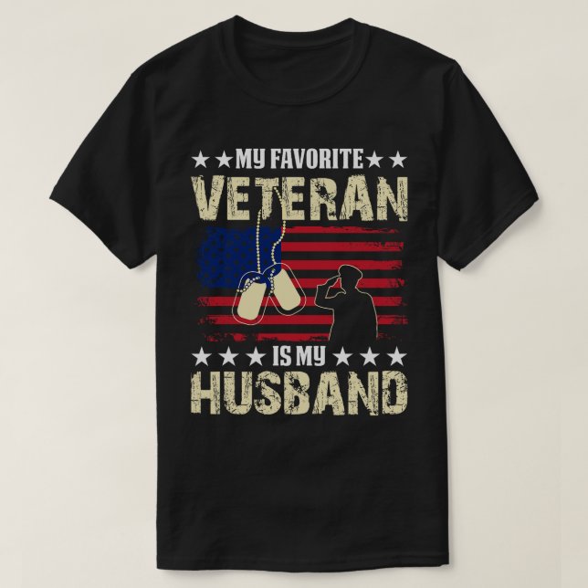 Patriot Make USA flagga Min favoritveteran är Min T Shirt (Design framsida)
