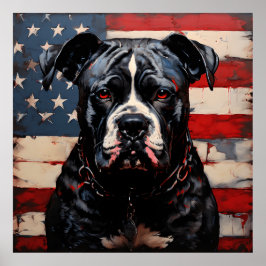 Patriot Pitbull med amerikansk Flagga 4 juli Poster
