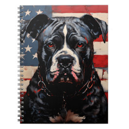 Patriot Pitbull with American Flag 4th of July Anteckningsbok