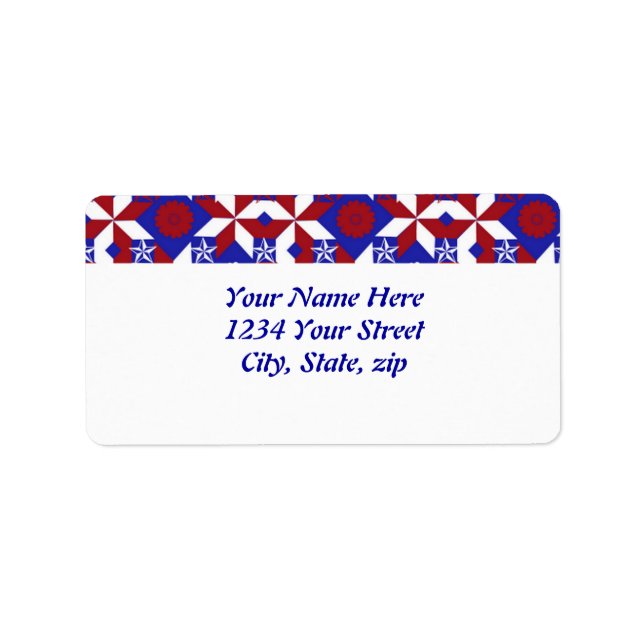 Patriot Quilt-anpassningsbar Adressetikett (Framsidan)