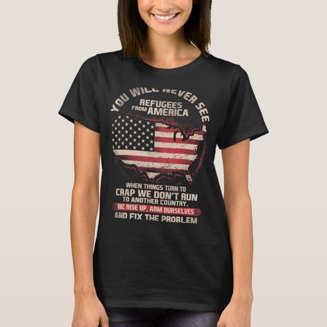 Patriot Refugeons from America Amerika Patrioti T Shirt (Framsida)