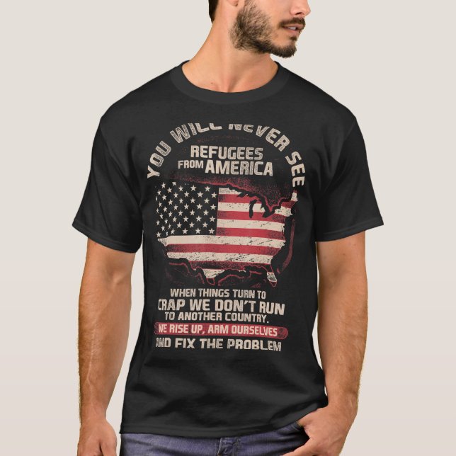 Patriot Refugeons from America Amerika Patrioti T Shirt (Framsida)