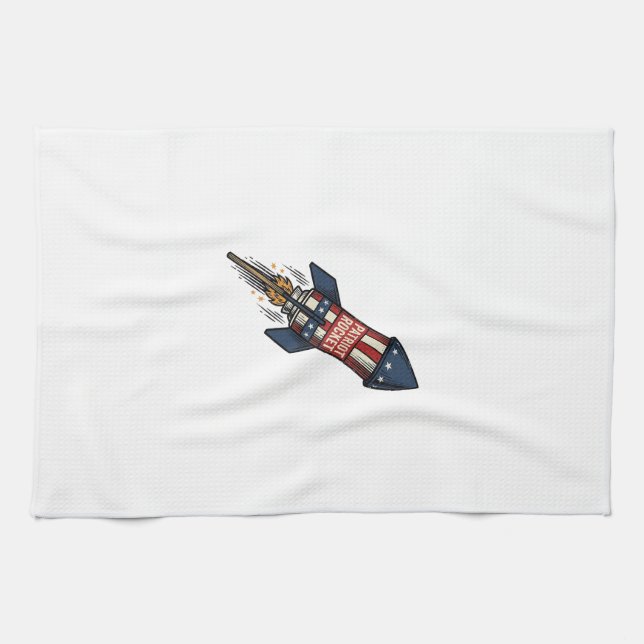 Patriot Rocket 4 juli Vintage fyrverkeridesign Kökshandduk (Horisontell)