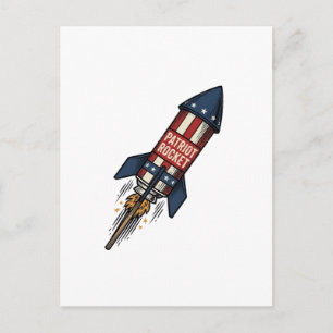 Patriot Rocket 4 juli Vintage fyrverkeridesign Vykort