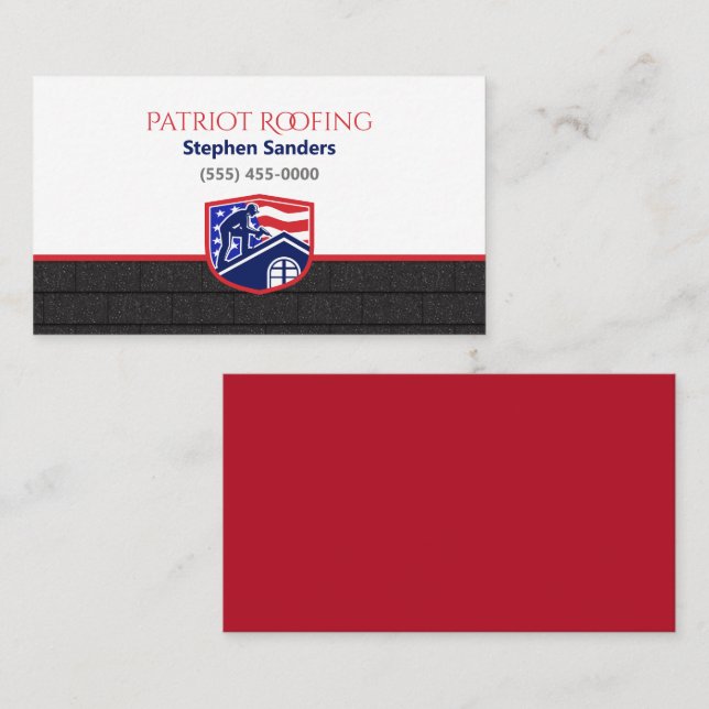 Patriot Roofing Shingles Construction Company Visitkort (Fram/baksida)