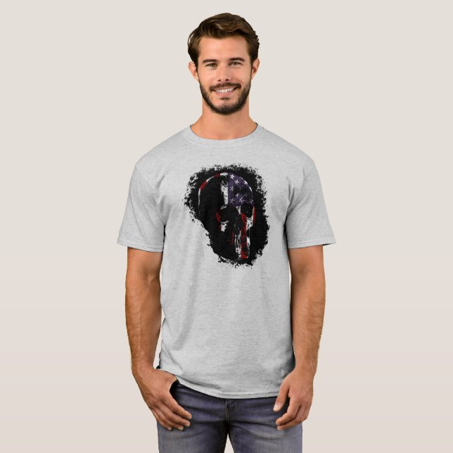PATRIOT SKULL Färg T Shirt (Hel framsida)