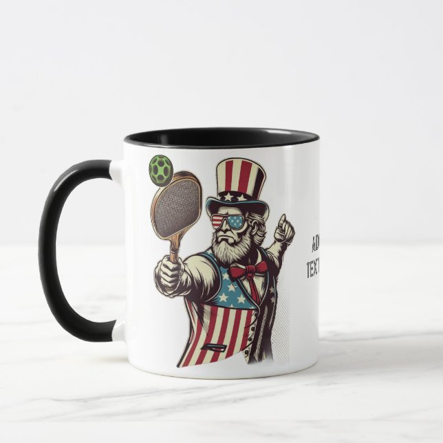 Patriot Spelar Pickleball Pickleballare USA Flagga Mugg (Vänster)