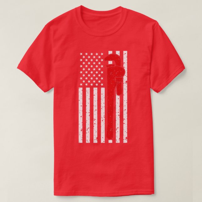 Patriot Thin Line Plumber T Shirt (Design framsida)