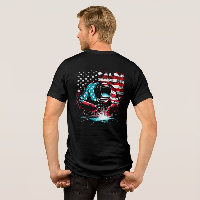 Patriot USA flagga Welder som söker en arc-Manar T Shirt (Baksida Full)