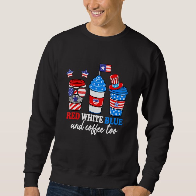 Patrioti, rött vitt blått och kaffe, fram till 4 j lång ärmad tröja (Framsida)