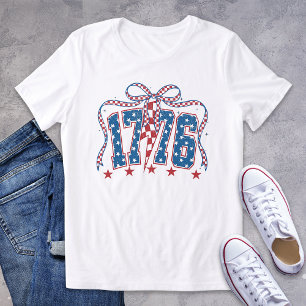 Patriotic 1776 Stars Rand Coquette Bow T Shirt