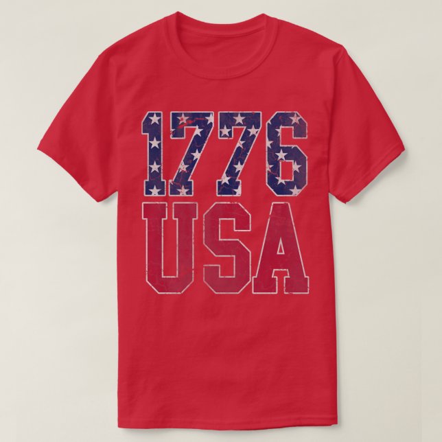 Patriotic 1776 USA Amerika 4:e juli Independenc T Shirt (Design framsida)