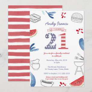 Patriotic 21:a födelsedagen Party, 21:a födelsedag Inbjudningar