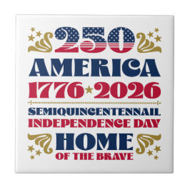 Patriotic 250 America Typography Ceramic Tile Kakelplatta