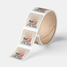 Patriotic 250th America Cake 1776–2026 Fyrkantigt Klistermärke