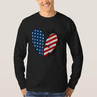 Patriotic 4:e juli American Flagga Heart Faith Lo T Shirt