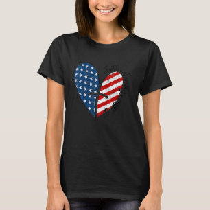 Patriotic 4:e juli American Flagga Heart Faith Lo T Shirt