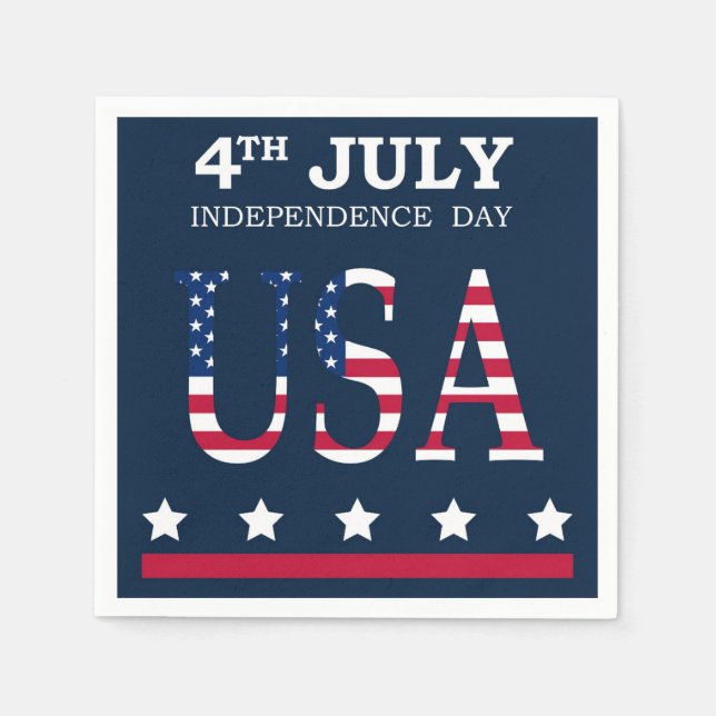 Patriotic 4:e juli American Flagga Stars Rand Pappersservett (Framsidan)