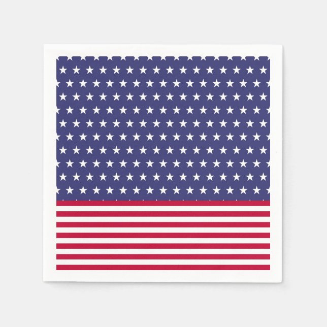 Patriotic 4:e juli American Flagga Stars Rand Pappersservett (Framsidan)