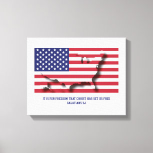 Patriotic 4:e juli Amerikanska Flagga Canvastryck