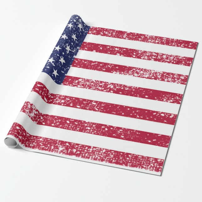 Patriotic 4:e juli amerikanska Flagga Presentpapper (Utrullad)