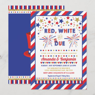 Patriotic 4:e juli Baby Shower Red White och due Inbjudningar