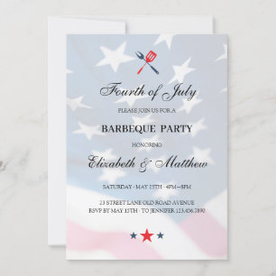 Patriotic 4:e juli BBQ American Flagga Inbjudningar