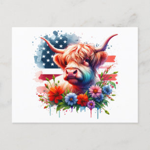 Patriotic 4:e juli Cow Vykort