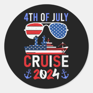 Patriotic 4:e juli Cruise 2024 Family Squad Mat Runt Klistermärke