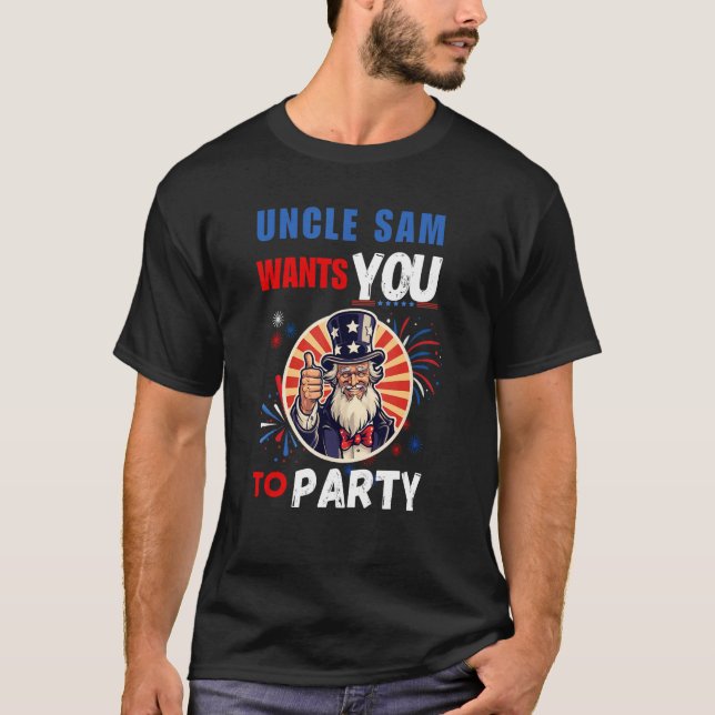 Patriotic 4:e juli, farbror Sam vill att du ska sp T Shirt (Framsida)