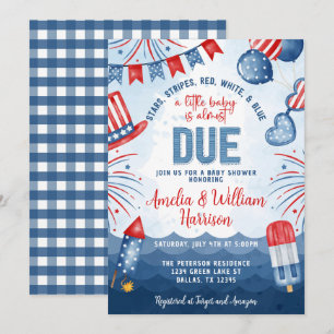 Patriotic 4:e juli Fireworks Baby Shower Inbjudningar