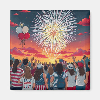 Patriotic 4:e juli Fireworks Firande Crowd Magnet