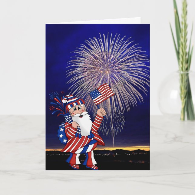 Patriotic 4:e juli Fireworks Kort (Framsida)