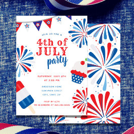 Patriotic 4:e juli Fireworks Party Inbjudningar