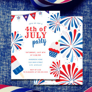 Patriotic 4:e juli Fireworks Party Inbjudningar