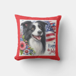 Patriotic 4:e juli Gräns Collie Dekorativ kudde