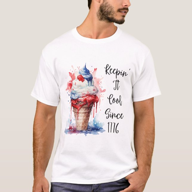 Patriotic 4:e juli Ice Cream T-Shirt (Framsida)