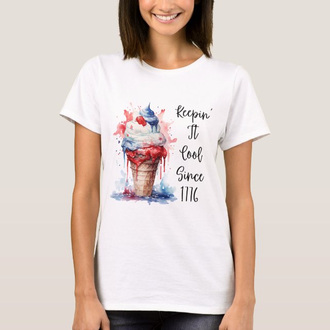 Patriotic 4:e juli Ice Cream T-Shirt (Framsida)