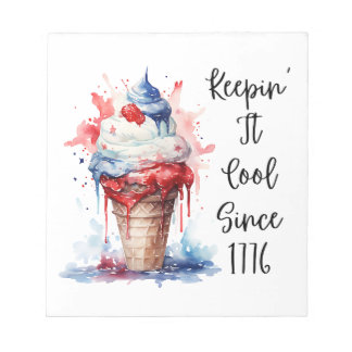 Patriotic 4:e juli Ice Cream T-Shirt Anteckningsblock