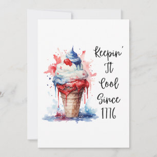 Patriotic 4:e juli Ice Cream T-Shirt Julkort