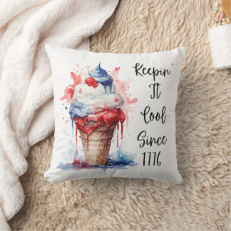 Patriotic 4:e juli Ice Cream T-Shirt Kudde