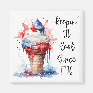 Patriotic 4:e juli Ice Cream T-Shirt Magnet