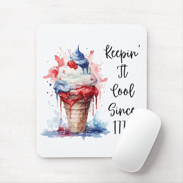 Patriotic 4:e juli Ice Cream T-Shirt Musmatta (Med mus)