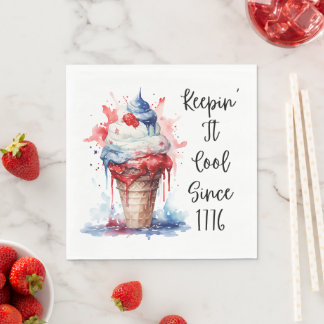 Patriotic 4:e juli Ice Cream T-Shirt Pappersservett