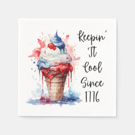 Patriotic 4:e juli Ice Cream T-Shirt Pappersservett