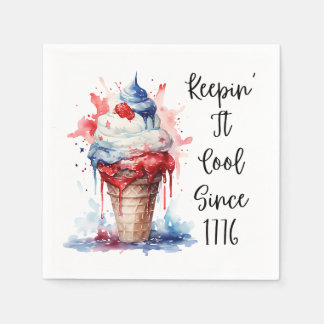 Patriotic 4:e juli Ice Cream T-Shirt Pappersservett