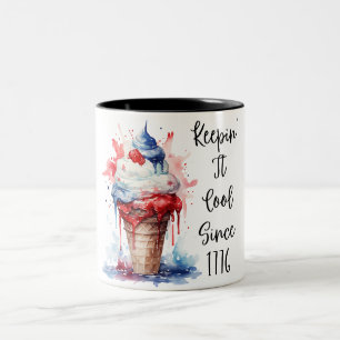 Patriotic 4:e juli Ice Cream T-Shirt Två-Tonad Mugg