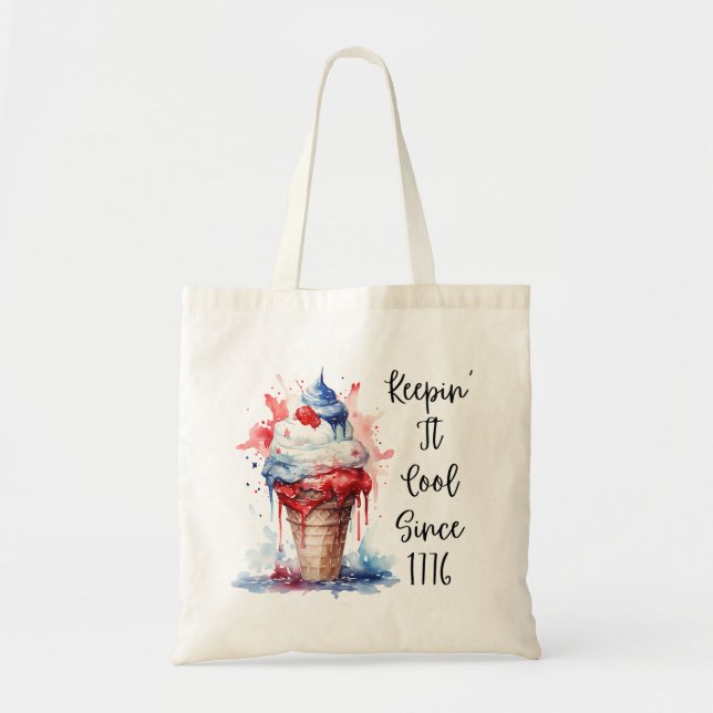 Patriotic 4:e juli Ice Cream T-Shirt Tygkasse (Framsidan)